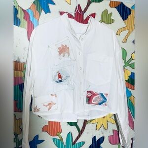Pure white upcycled cotton boxy shirt